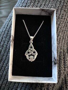 Sterling Trinity Knot Claddagh Pendant Necklace - Silver